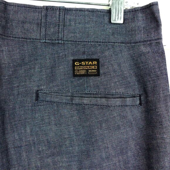 G-Star Raw Pant 33x34 (35x34) Blue Deckpant Chambray 3D Knee Straight Button Fly - Picture 10 of 14